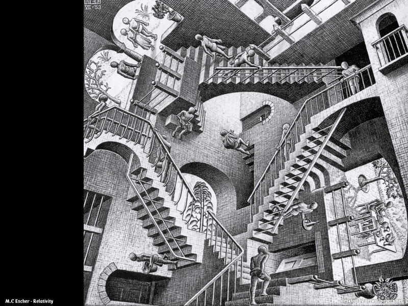 Impossible Staircase Structure — Black, Dramatic