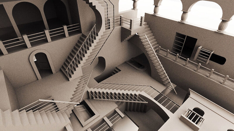 Impossible Staircase Structure — Gray, Abstract