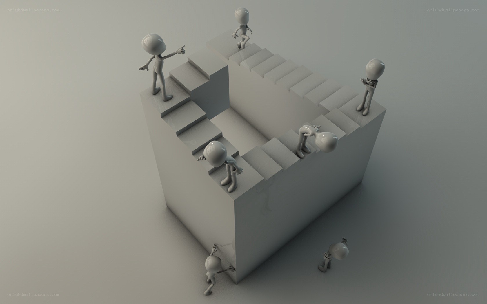 Impossible staircase with figures