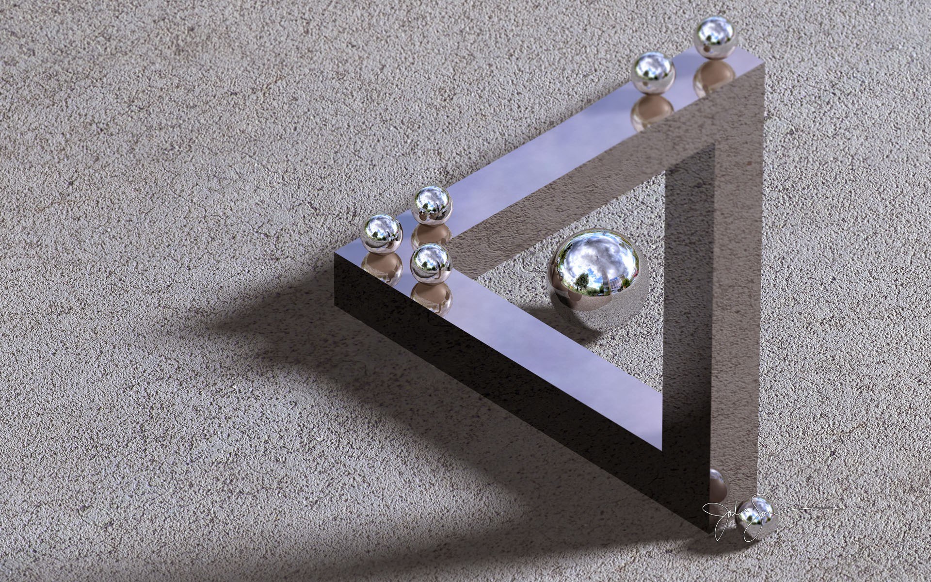 Impossible triangle with silver balls