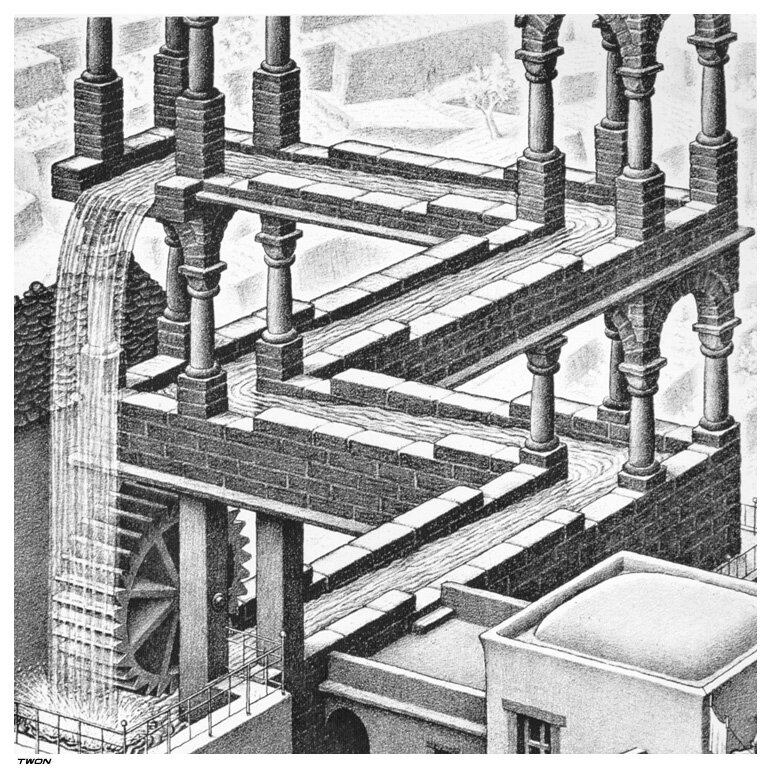 Impossible watermill structure