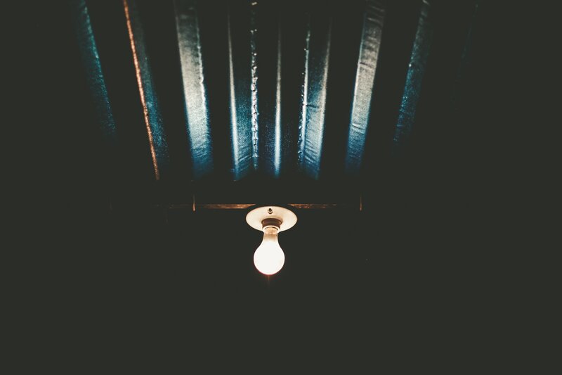 Incandescent Light Bulb — Black, Dramatic, Night