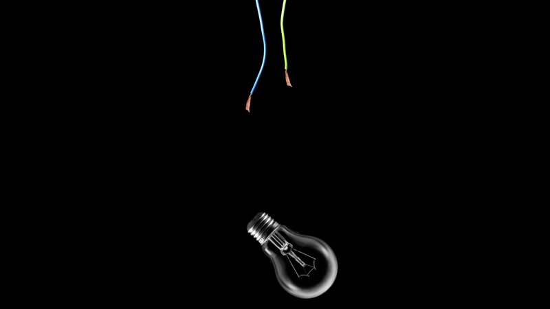 Incandescent Light Bulb — Black, Dramatic, Photograph, Wires