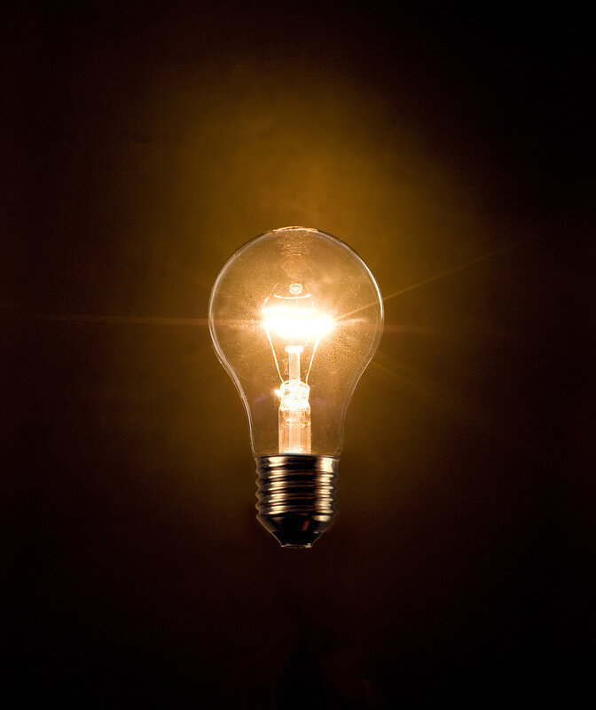 Incandescent Light Bulb — Yellow, Dramatic, Photograph
