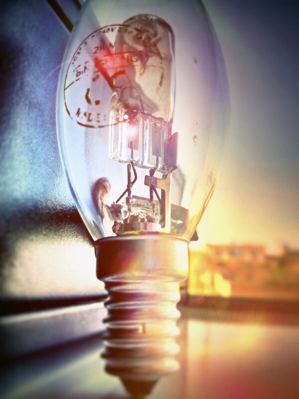 Incandescent Light Bulb — Yellow, Dramatic, Sunset