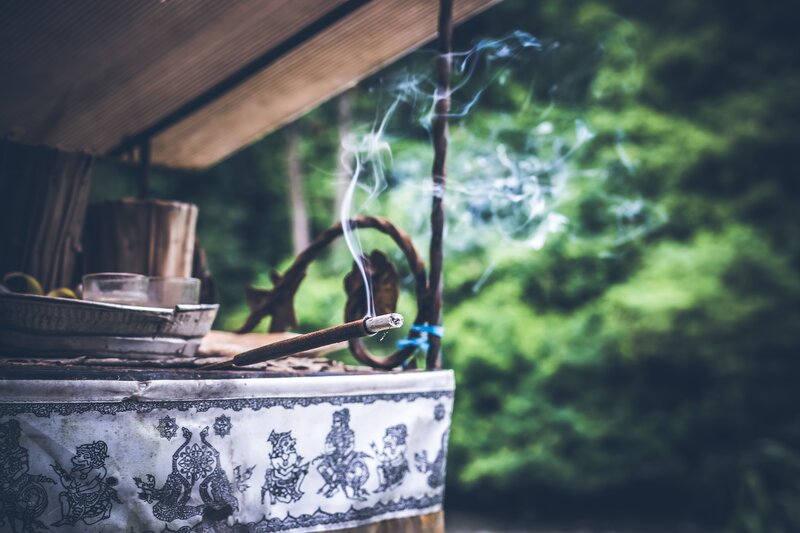Incense burning in a temple