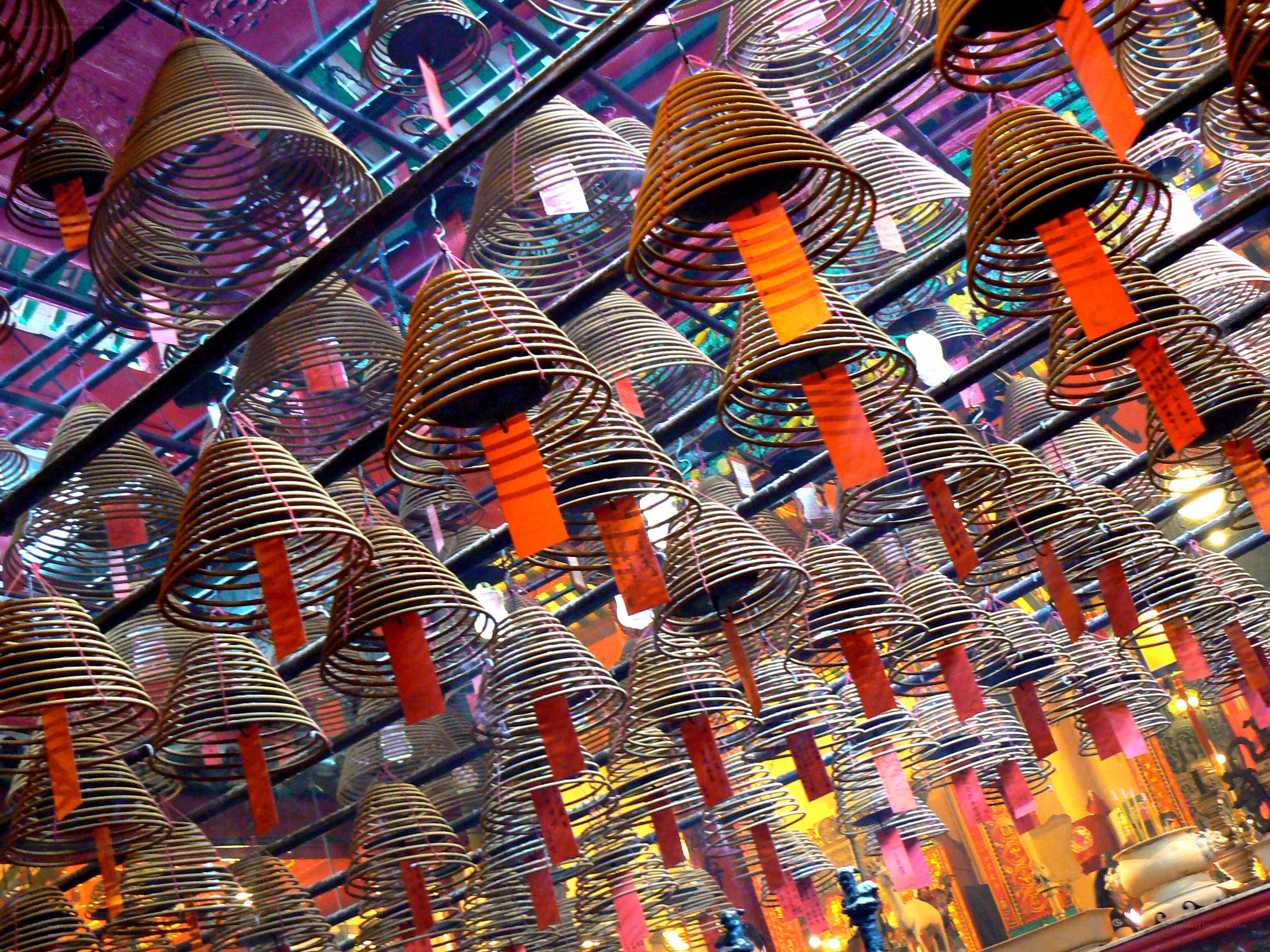 Incense coils in a temple