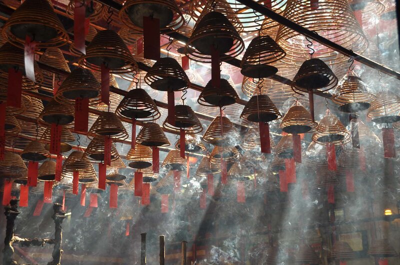 Incense Coils in Temple — Brown