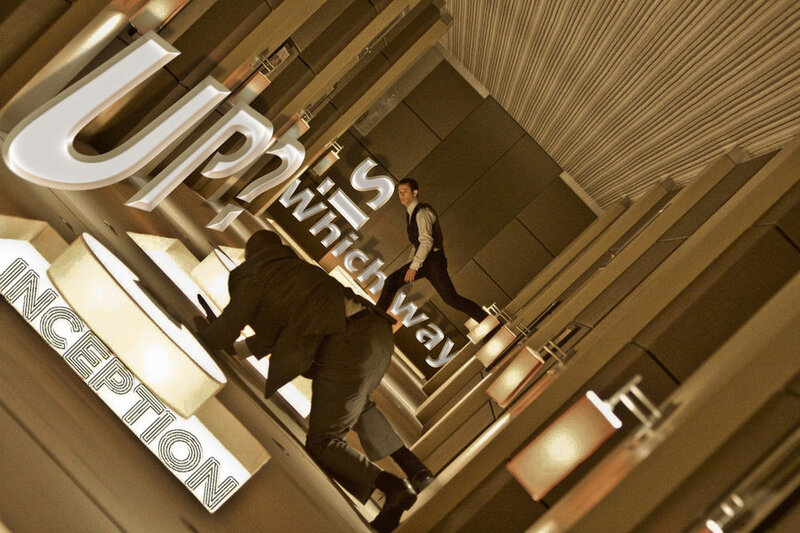 Inception movie scene with characters
