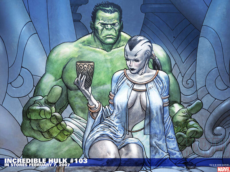 Incredible Hulk and a woman