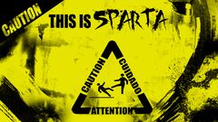 300 warning signs digital art yellow humor triangle Sparta