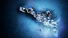 3D view abstract blue