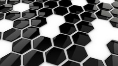 3D view hexagons monochrome