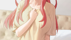 5-toubun no Hanayome pyjamas in bed short sleeves blushing smile