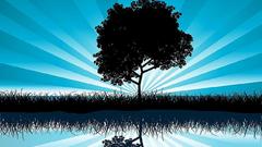 Abstract black tree blue