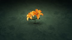 Abstract concrete Lilies orange