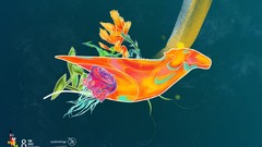 Abstract dark jellyfish teal