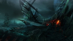 Abstract dark pirate ship