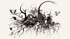 Abstract Doodle monochrome drawings