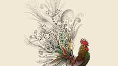 Abstract Doodle roosters