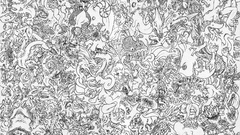 Abstract Dragons Monsters monochrome