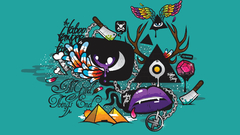 Abstract eyes retro lips