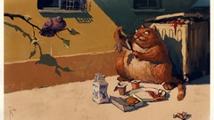 Abstract food advertisement pinups old west