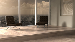 Abstract glass chairs door