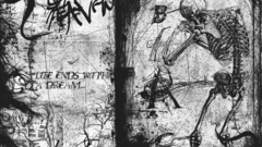 Abstract Gothic grayscale skeletons