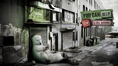 Abstract help concept art white bear global warming