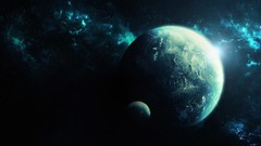 Abstract hope paintings blue light planets science fiction 