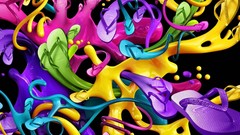 Abstract liquid multicolor slippers flip flops digital art