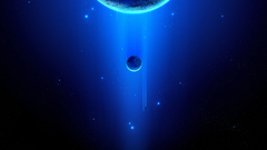 Abstract moon blue planets