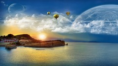 Abstract ocean sun Aircraft