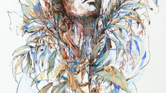 Abstract paintings traditional art scans