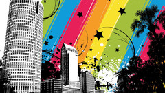 Abstract rainbow colorful walls artwork