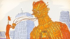 Abstract Robots buildings surreal