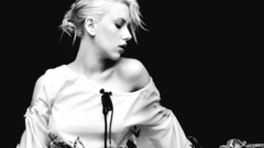 Actress grayscale woman Scarlett