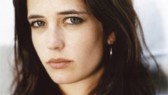 Actress green eyes brunettes Eva Green hoop earrings pink 