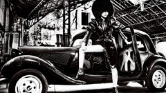 Actress olga kurylenko grayscale fashion photography fur hats 