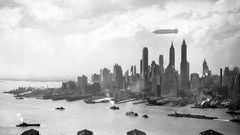 Air airship old photo monochrome cityscapes blimps