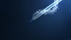 Aircraft blue background shooting star