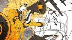 Aircraft coat bows blondes skirts long hair anime girls 