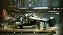 Aircraft cyberpunk science fiction artwork fantasy art VTOL