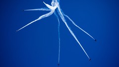 Aircraft fighters blue skies skyscapes contrails stunt flying