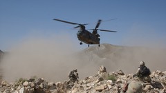 Aircraft Helicopters dust military landing rocks skies 