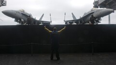 Aircraft jets F/A-18 Hornet ship aircraft carrier military