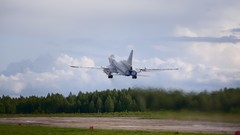 Aircraft military bomber airfield take off Tu-22M3 Russian Air 