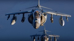 Aircraft military flying skies harrier Marines AV-8B Harrier