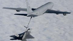 Aircraft monochrome F-22 Raptor KC-135 Stratotanker